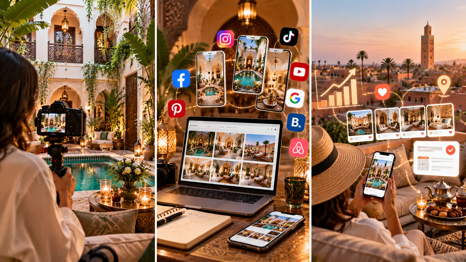 Stratégie digitale d’un riad à Marrakech avec expérience rooftop