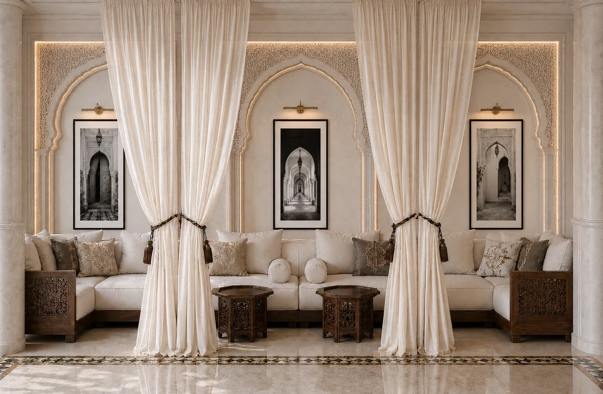 Patio arboré d'un riad de la collection Darnel à Marrakech